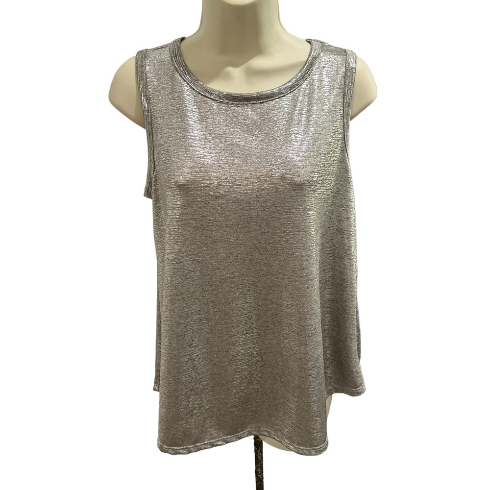 Kim & Cami Metallic Silver Tank Top Women’s Size‎ Medium EUC